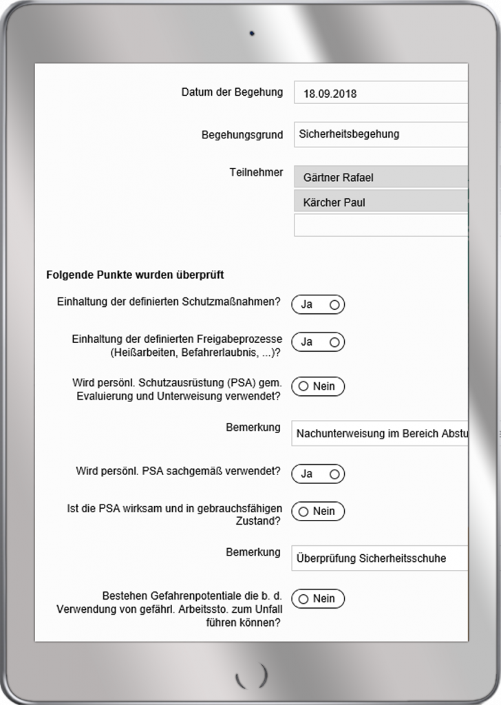 syneris APP: checklist supported inspection
