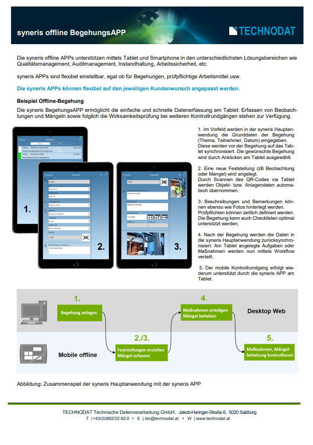 Technodat Flyer syneris BegehungsAPP