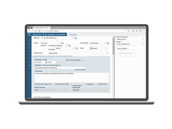 syneris Arbeitssicherheit Unfalldaten erfassen