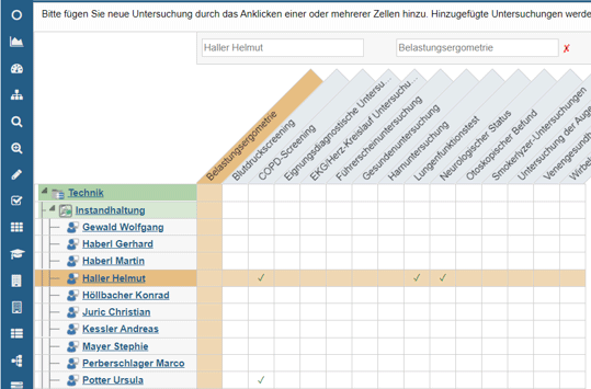 syneris Untersuchungsmatrix, Impfmatrix