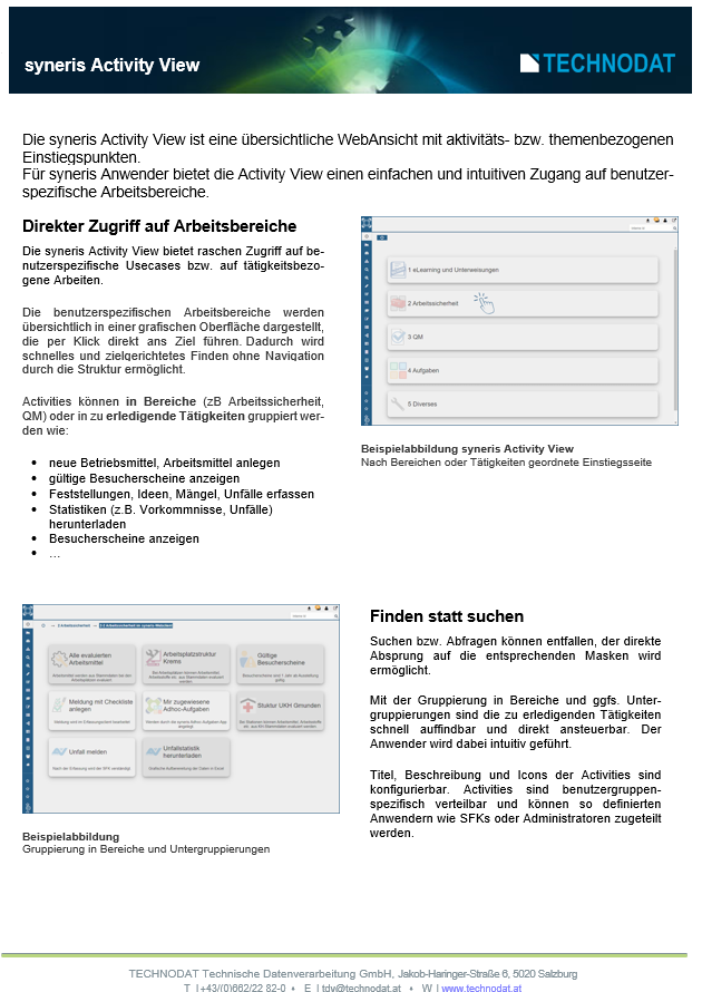 Technodat Flyer syneris Activity View