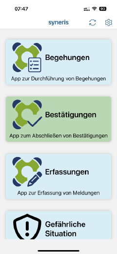 syneris ActivityAPP - APP-Übersicht