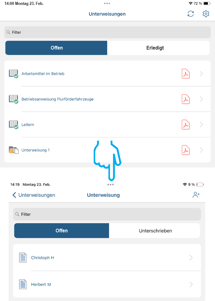 syneris UnterweisungsAPP für Schulungen und Lernmanagement